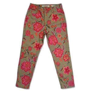 Jones New York Soho Women’s 10 Petite Tan/Pink Floral Slimming Jeans
